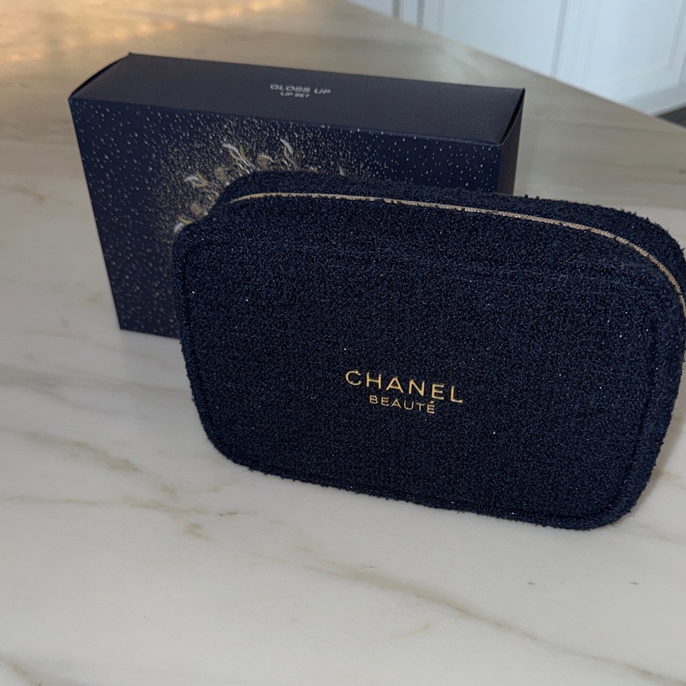 CHANEL Blue and Gold Cosmetic Case